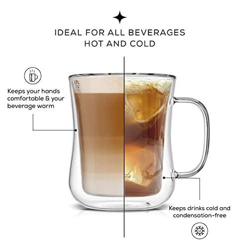 Joyjolt Double Wall Glass Coffee Mugs - 13.5Oz Diner Coffee Mug Set Of 2 Glass Coffee Cups. Insulated Coffee Mug, Cappuccino Cup, Latte Cup. Glasses That Don't Sweat, Clear Mugs For Hot Beverages. #TOP1