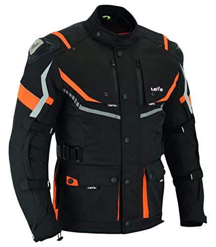 LOVO Veste moto tricouche 4 saisons pour homme - Blouson haute résistance longueur 3/4 - Veste moto pour homme été et hiver avec protections - Idéale pour le quotidien et les escapades, Couleur noire