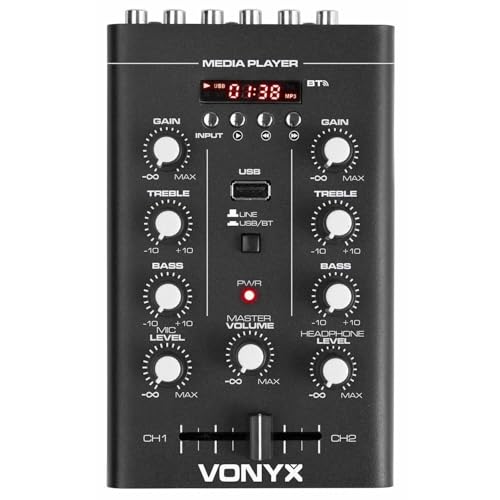 Miniatura 2 de Vonyx Stm500bt Mezclador 2 Canales, Bluetooth, Reproducción De Mp3 Con Usb, Display, Entrada De Micrófono, Salida De Auriculares, Chasis De Metal Resistente, Color Negro