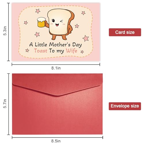 Gevinna Cute Mother’s Day Card for Wife, Funny Pun Mother’s Day Card for Woman, A Little Mother's Day Toast To My Wife