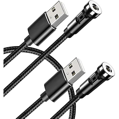 Terasako Magnetic Charging Cable(Not Including Magnetic Connector) [ 2-Pack], 540° Rotating Magnetic Phone Charger Cable with LED Light, Nylon-Braided Cords (Black) (1 ft) Cover