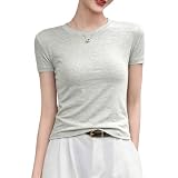 [Ｋａｙｉｙａｓｕ] tシャツ レディース 半袖【超伸縮性・もちふわタッチ・美シルエット】 綿 8.46オンス 夏 丸襟 吸汗 通気 透けない 細見え 着痩せ スリムサイズ ロング丈 通勤 オフィス S-2XL(2XL オフホワイト)