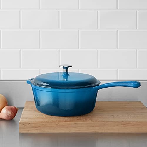 AmazonCommercial Enamelled Cast Iron Pot - With Lid (3.5 litres, Blue)