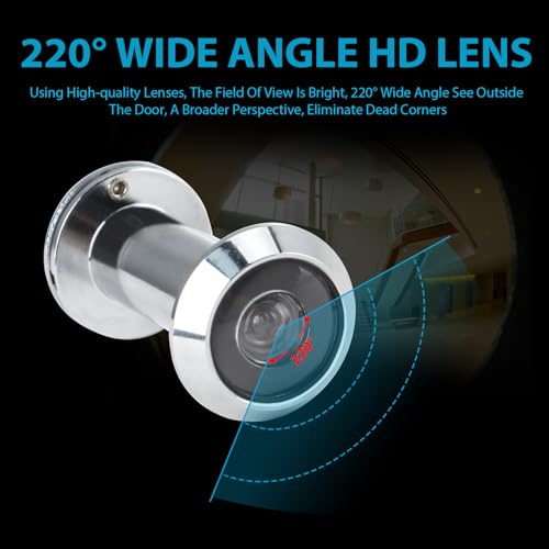 Türspion mit Weitwinkel 220° und Sichtschutz,Edelstahl Optik,Ø 14-18mm Bohrloch,Hochwertige Echtglaslinse,Türspion Abdeckung,Sicherheit für 35-60mm Dicke Türen (Silber)