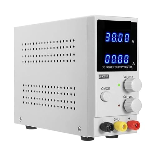 JVDDI Mini Fuente de alimentación de CC con Pantalla Ajustable de 4 dígitos y conmutación for Laboratorio. Regulador y estabilizador de Voltaje.(K305D 30V/5A)