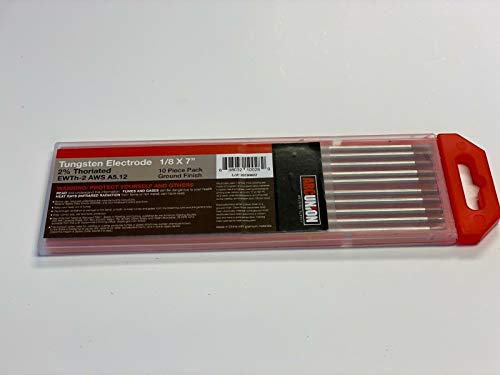 Arc Union TIG Welding Tungsten Electrode (1/8” x 7”) 10 Pack - 2% Thoriated (EWTh-2 AWS A5.12) with WT20 Reliable Arc-striking Rod in One Box for DC Welding Applications - Red
