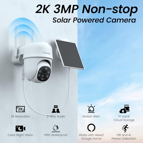 Cinnado B6 2K Cameras For Home Security-2.4G Wifi Outdoor Camera Wireless Solar/Battery Powered thumb #1