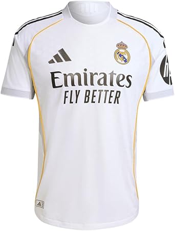 adidas Mens Real Madrid Home Authentic Match Soccer Jersey 25/26