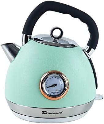 SQ Professional Epoque Breakfast Set 2pc Kettle with Rose Gold Features & Temperature Display 2200W. 2 Slice Toaster with Rose Gold Features, High-Lift & 6 Browning Levels 900W (Sea Green)