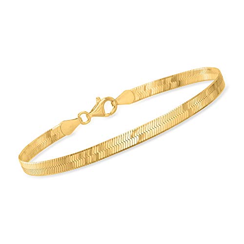 Ross-Simons Italian 4Mm 18Kt Gold Over Sterling Herringbone Bracelet. 7 Inches #TOP10