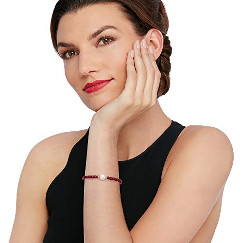 Ross-Simons 9-10Mm Cultured Pearl And 22.00 Ct. T.w. Ruby Bead Bracelet With 14Kt Yellow Gold. 7.25 Inches #TOP1