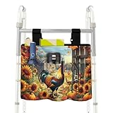 YUVAMAGIMO Sunflower Rooster Walker Bag for Seniors Lightweight Rollator Walker Accessories Multi Pockets Space Saving Wheelchair Basket Pouch with Cup Holder Birhtday Gifts for Wife Mom