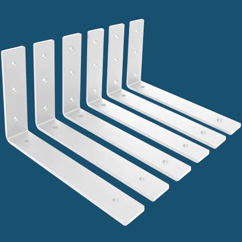 MLOQI - Soporte para estantería, metal, para cargas pesadas, 0,5 cm de grosor, carga máxima: 50 kg (blanco 30 cm)