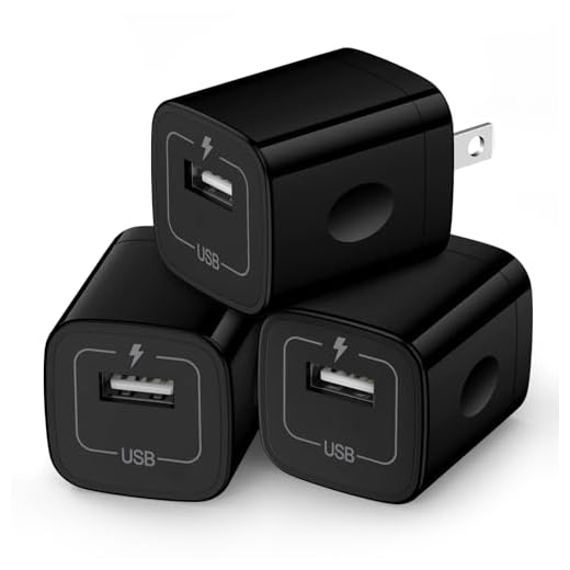 Wall Charger Cube,1A/5V Single Port USB Plug 3 Pack Travel Black Charging Block Box Adapter Compatible Phone,Samsung Galaxy S24 S23 A21 A51 A71 S20 S10 S9 S8,A10e,Note20/10,Moto G7 G6,LG Stylo 6/5/4