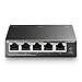 Produktbild TP-Link 5-Port Gigabit Desktop PoE Switch with 4-Port PoE+, 65 W for all PoE ports, Metal Casing, Plug and Play, Ideal for IP Surveillance and Access Point(TL-SG1005P)