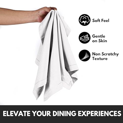 Softopia Cotton Cloth Napkins 18”X18” 100% Cotton Hemstitch Decorative Washable Table Napkin for Kitchen, Party, Wedding, Restaurant & Camping - White (Set of 12) by Softopia Cotton - Image 2