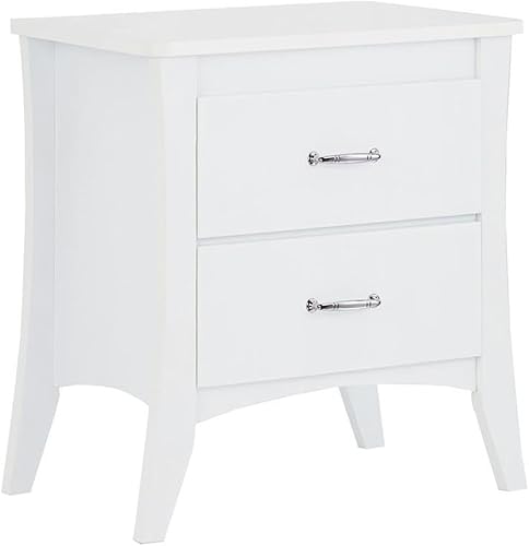 Miniatura 4 de Acme Babb Mesita de noche rectangular de madera con 2 cajones y patas cónicas en color blanco