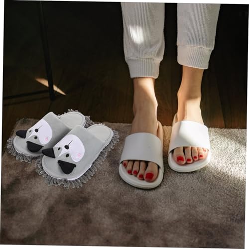 Pantoufles mop chenille détachables COLLBATH gris chien pour lavage sol