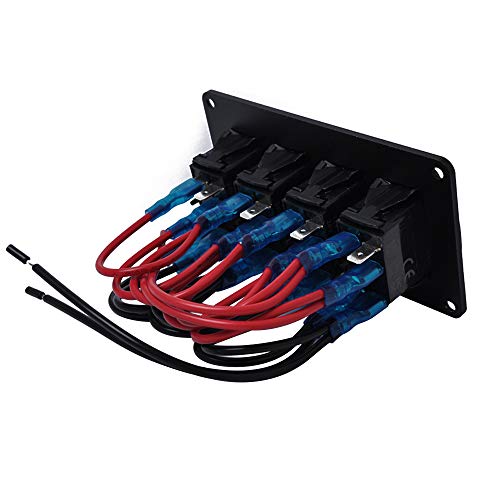 Zwbfu 4 Gang 5 Pin Rocker Switch Panel, impermeável On-Off backlit interruptores para carro, trailer