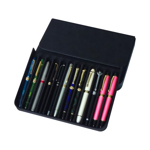 MIVLXLX PU Leather 12 Fountain Pen/Pencil Tray Case Organizer, Fashion Design, Handmade, Magnetic Closure with Drawer, Christmas Gift for Man/Woman/Office, 12 Slots(black) by MIVLXLX - Image 9
