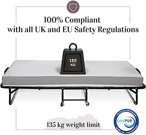 Milliard Diplomat Folding Bed/Guest Bed with 12.5cm Thick Luxurious Memory Foam Mattress and a Strong Sturdy Frame (Small Single, 190 x 79cm)