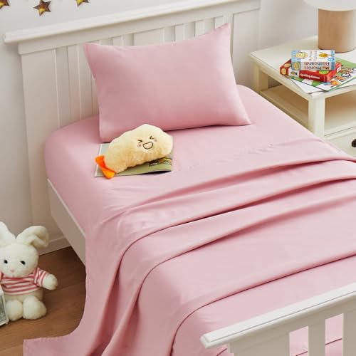 Yvrcen Light Pink Toddler Sheets, 3-Piece Pink Sheet Set for Toddler