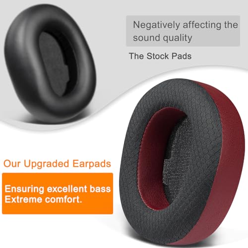 Image of SOULWIT Mesh Fabric Replacement Earpads for Steelseries Arctis Nova Pro Wireless /Arctis Nova Elite Headphones, Ear Pads Cushions with High-Density Noise Isolation Foam, Added Thickness - Burgundy