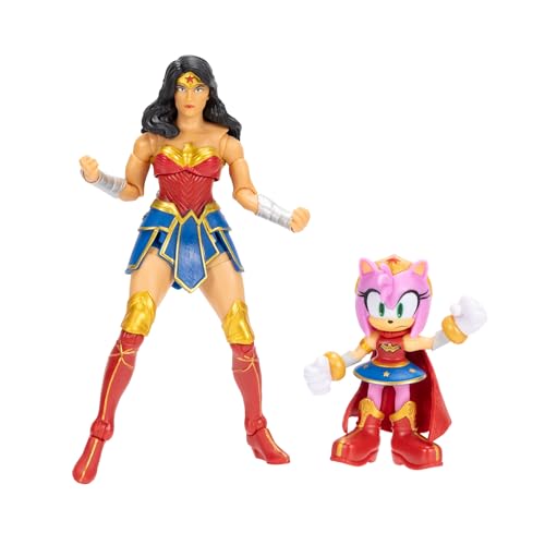 DC X Sonic Collectable Action Figure Multipack Pair of Amy as Wonder Woman and Wonder Woman Herself! Featuring Multiple Points of Articulation for Action-Packed Posing