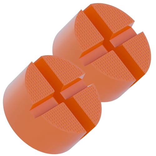 Image of Mapleza Round Floor Jack Rubber Pad | 2PCS anti-slip X-groove jack pads, guard car pinch weld frames, universal for car & trailer jacks, 3.9x3.9x1.8in