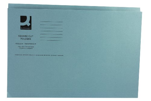 Q-Connect Square Cut Folder Medium Weight Foolscap KF01191 250 g - Blue Pack of 100