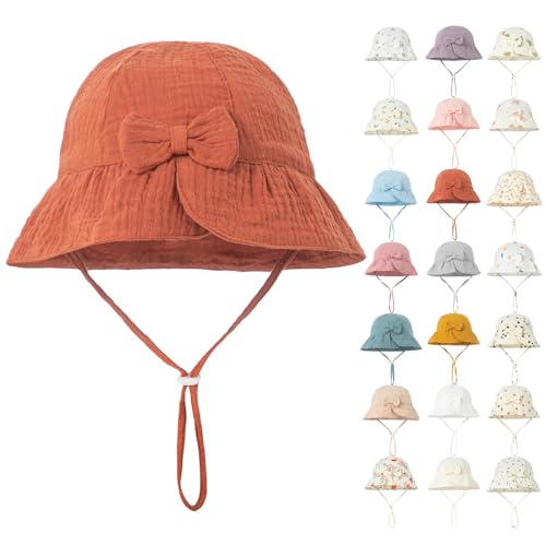 Baby Solid Color Cotton Bow Sun Hat Basin Hat 0 12 Months Men Shade Hat Large2