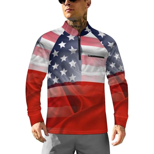 Flags of USA with Chile Men's Rash Guard Long Sleeves Quick Dry Fishing Workout Shirts with Zipper