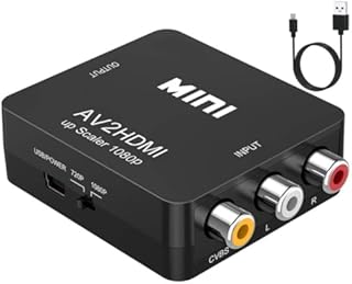 ABLEWE RCA to HDMI,AV to HDMI Converter, 1080P Mini RCA Composite CVBS Video Audio Converter Adapter Supporting PAL/NTSC for TV/PC/ PS3/ STB/Xbox VHS/VCR/Blue-Ray DVD Players