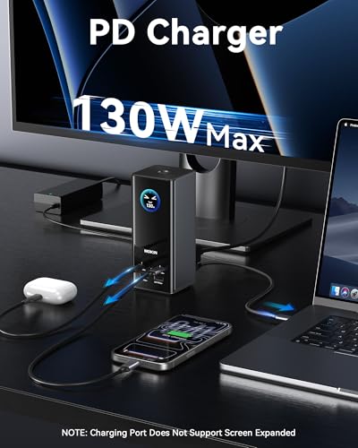 Image of MOKiN Smart LCD Docking Station,18-Port USB C Docking Station Triple Display with 3HDMI+2DP, Smart Display, Triple 4K 60Hz, 10Gbps USB Ports, Gigabit Ethernet, for macOS and Windows(Driver Required)
