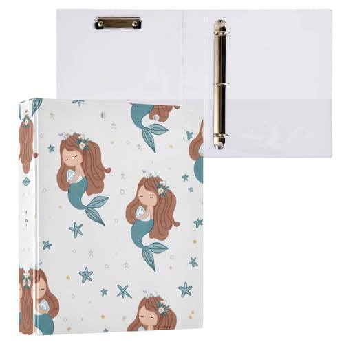 リングファイル ルーズリーフ バインダー a4 マーメイド 可愛い かわいい Dリング 3穴 200枚収納 クリップ&収納ポケット付き 書類整理 事務用品