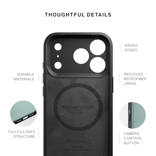 Image of Native Union Active Case - MagSafe Compatible with Built-in Magnets - 10ft / 3m Drop Protection - Rugged Yet Slim Design - Recycled Materials - Camera Control Button for iPhone 18 Pro (Slate Green)