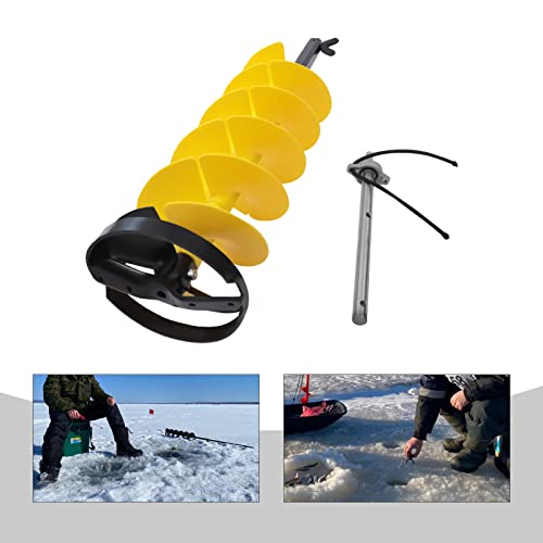 Lenjkyyo Ice Drill Auger, 8" Diameter Nylon Ice Auger, Cordless Nylon Ice Drill Auger With Drill Adapter & Top Plate, Auger Drill W/ 11.8" Extension Rod For Ice Fishing/Ice Burrowing #TOP2