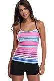 CharmLeaks Womens Swimsuit Tankinis Tops with Bottoms Swimwear Size Large