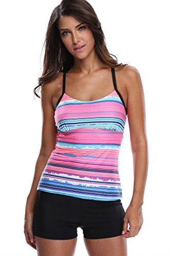 CharmLeaks Womens Swimsuit Tankinis Tops with Bottoms Swimwear Size Large