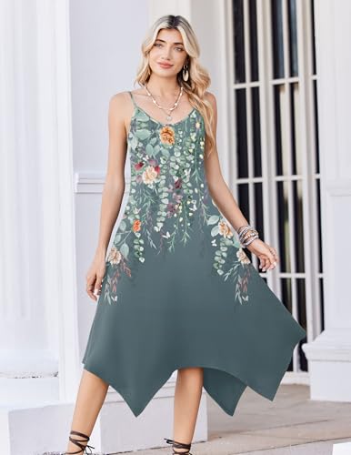 Image of Zeagoo Women Summer Midi Dresses 2026 Hawaiian Bohemian Beach Cover Up Sundress Spaghetti Strap Casual Dress with Pockets