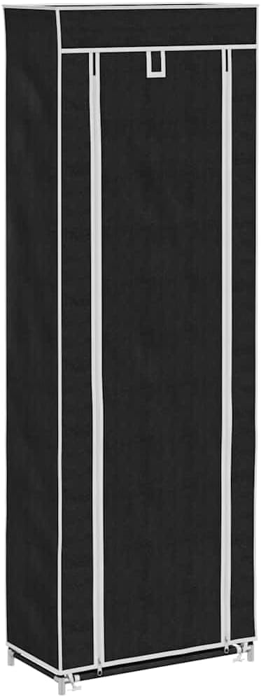 vidaXL Shoe Rack Black Polyethylene fabric and powder-coated steel Large