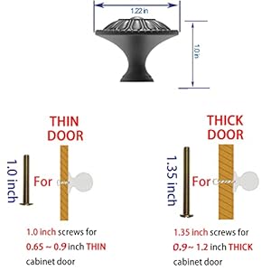 trust4care 4 Pack of Matt Black Kitchen Cabinet Knobs Pulls Matte Round Farm House Dresser Knob Drawer Handles for Vintage Closet Door Victorian Floral Pattern