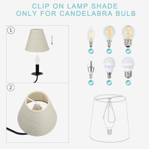 LAMPWELL NICO – Conjunto de 2 minicarandelas de barril de linho, abajur com clipe para candeeiros de