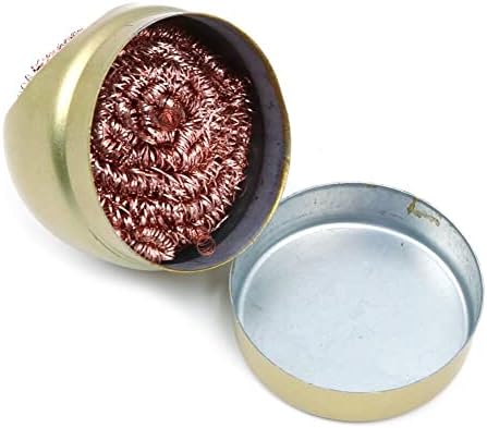 Hsthe Sea Soldering Tip Cleaner, Metal Brass Sponge with Holder, Soldering Tip Cleaning Wire, Holder kit Made of Loosely Coiled Brass Tip Cleaner, Golden