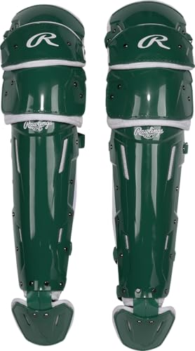 Rawlings | MACH PRO Series Catcher's Leg Guards | Large / Adult (16.5") | Dark Green / White