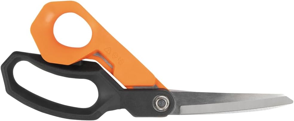 Klein Tools B2110 Heavy Duty Scissors, Multipurpose Offset Utility Shears for Cutting Cardboard, Leather, Carpet and More, Stainless Steel, 10-Inch