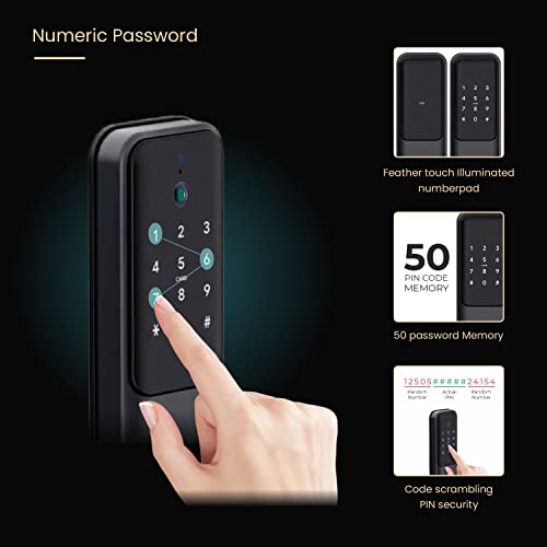 Image of Dorphin D2 Smart Lock Digital Door Lock with Video Intercom, Inbuilt Wi-Fi for Remote Unlock Using App, Fingerprint, RFID Card, PIN, Manual Key 3 Years onsite Warranty
