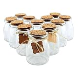 10 Pack Small Glass Bottles with Cork Lids, Mini Mason Jar ?Cards 10 Meters Hemp Rope for Wedding Fa
