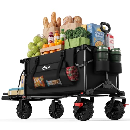 Portal wózek ręczny składany 400L XXL Duża powierzchnia ładunkowa 210kg nośność Wózek ręczny ze składaną tylną klapą Wózek transportowy drabinkowy składany Wózek plażowy Wózek składany do ogrodu