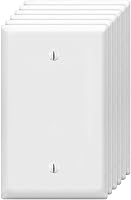 ZEFTV Unbreakable 1-Gang Blank Wall Plates (6 Pack, White) - Thermoplastic Covers for Switches, Outlets & Light Receptacles